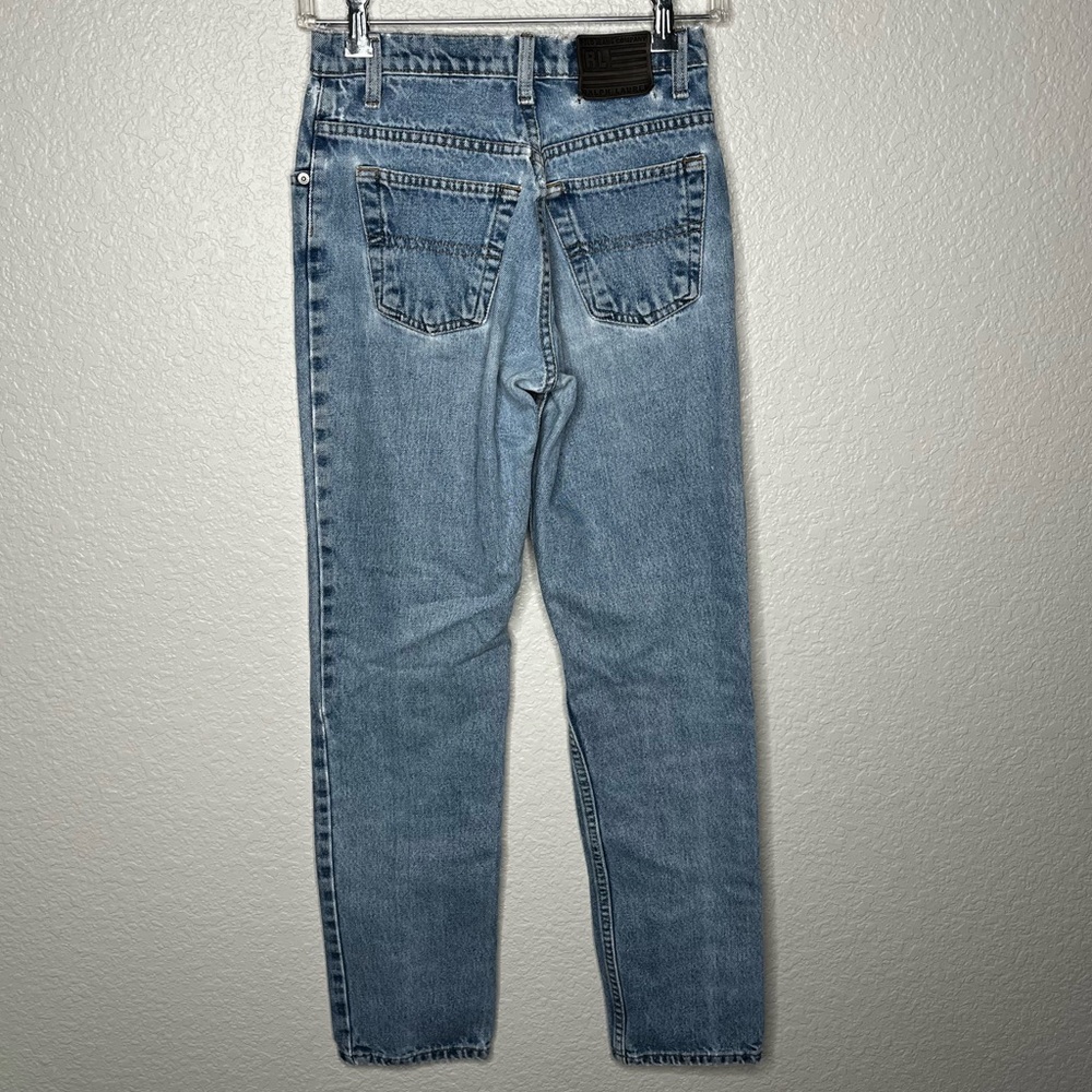 Vintage Ralph Lauren high waisted women’s Blue denim Jeans size 2 big patch RL